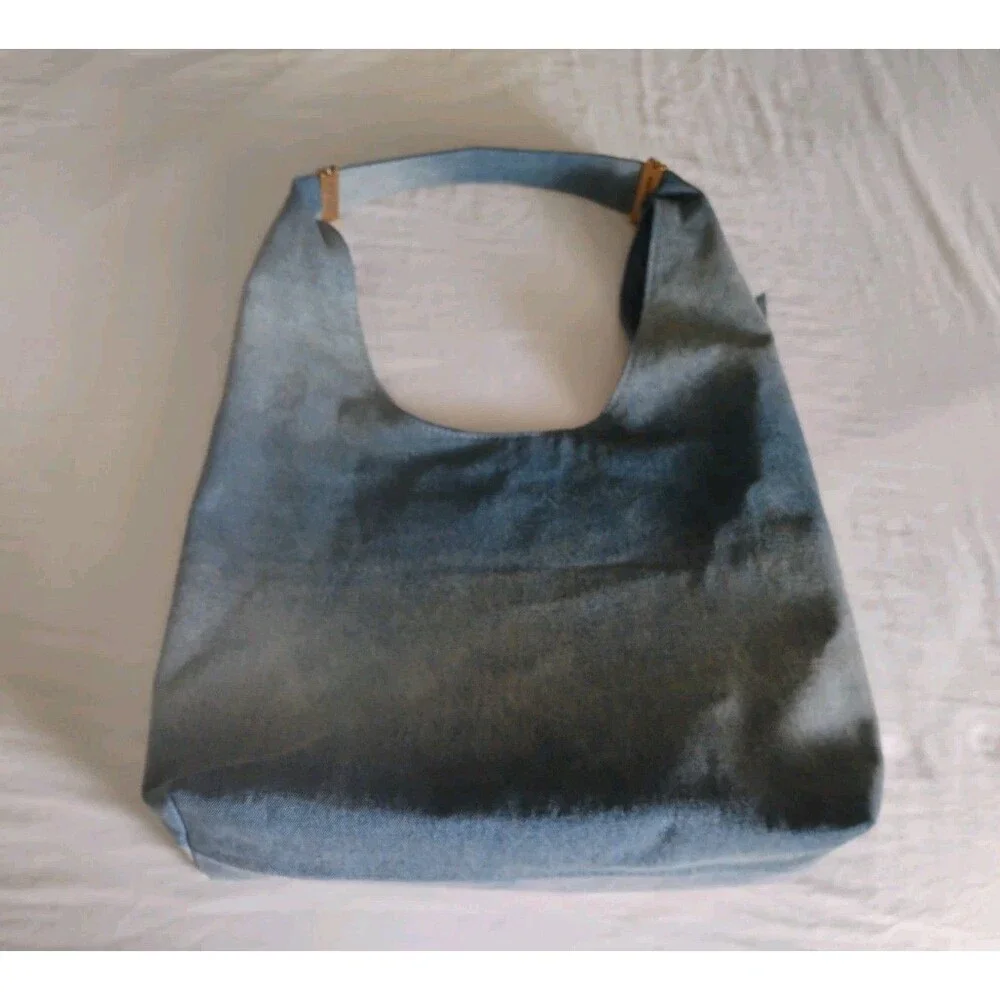 Steve Madden Denim Jean Hobo Slouch Shoulder Bag Blue Bdempsys EUC